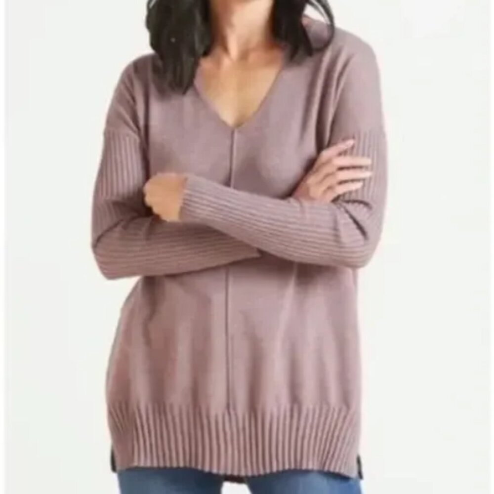 Evereve Everly V-neck Pullover Sweater, Relaxed, Fitted Sleeves - Womens Large